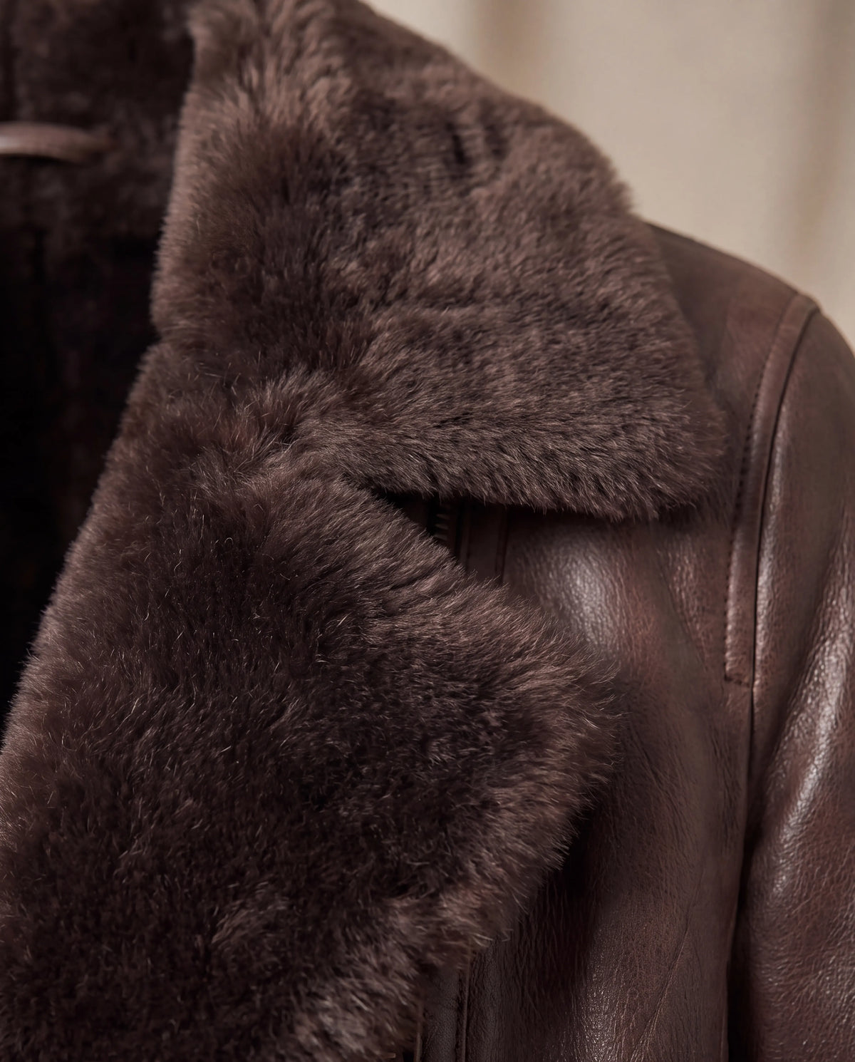 Evelyn | Women's Brown Longline Faux Leather Jacket with Plush Lining